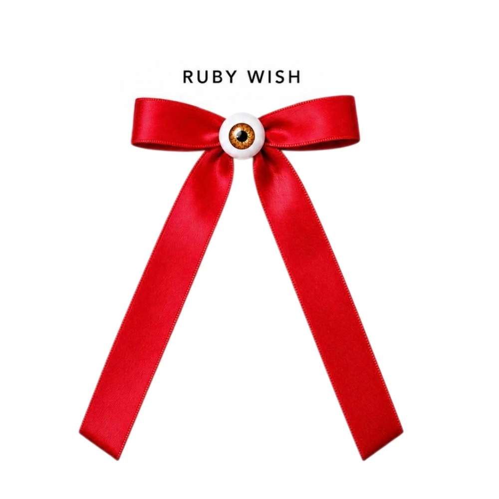 Bow Eyeball Clip – 5/8” Ribbon - Ruby Wish